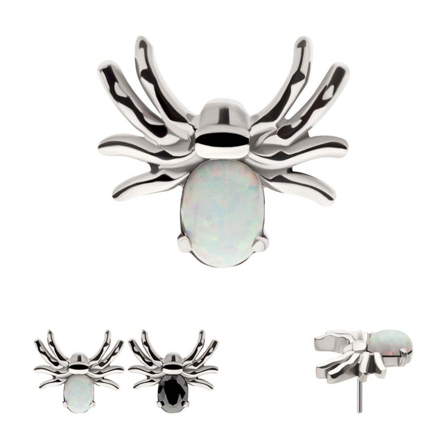 Invictus Titanium Threadless Prong Set Opal/CZ Spider Top