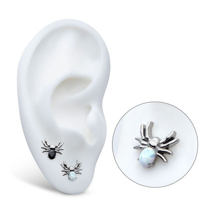 Invictus Titanium Threadless Prong Set Opal/CZ Spider Top