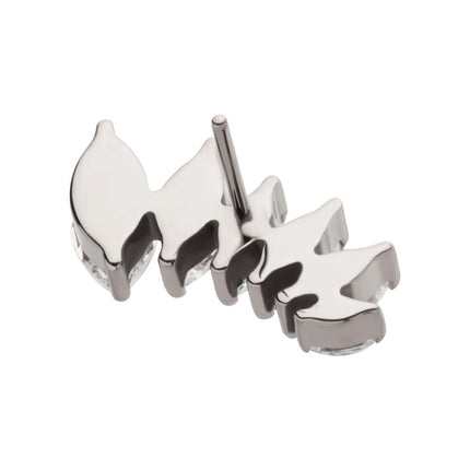 Invictus Titanium Threadless 6-Cluster Marquise CZ Vine Leaf Top