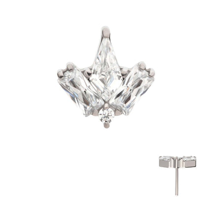 Invictus Titanium Threadless Multi Shape Clear CZ 4-Cluster Top