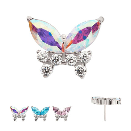 Invictus Titanium Threadless Prong Set Marquise & Round CZ Butterfly Top