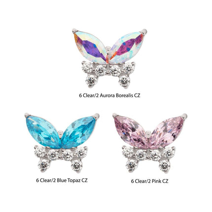 Invictus Titanium Threadless Prong Set Marquise & Round CZ Butterfly Top