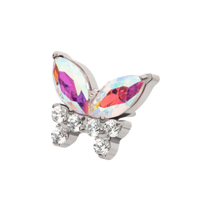 Invictus Titanium Threadless Prong Set Marquise & Round CZ Butterfly Top
