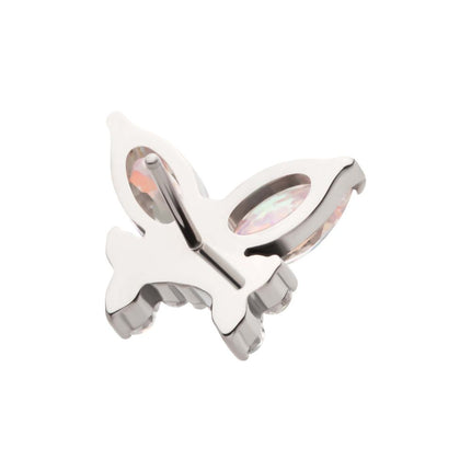 Invictus Titanium Threadless Prong Set Marquise & Round CZ Butterfly Top