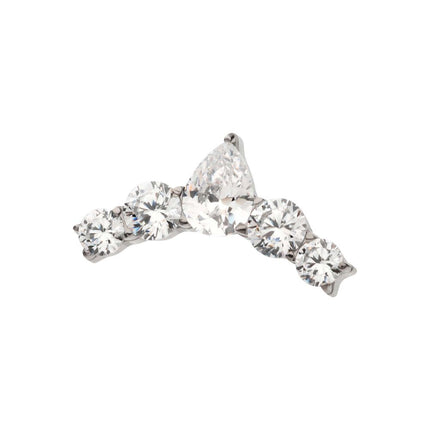 Invictus Titanium Threadless Prong Set Round & Teardrop Shape CZ 5-Cluster Top