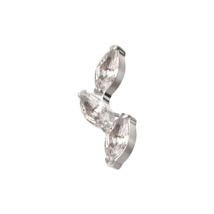 Invictus Titanium Threadless Vine Shape Top with 3-Tier Full Clear CZ Gem Marquise