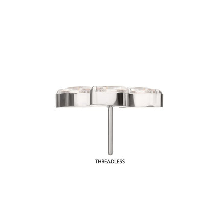 Invictus Titanium Threadless Vine Shape Top with 3-Tier Full Clear CZ Gem Marquise