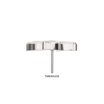 Invictus Titanium Threadless Vine Shape Top with 3-Tier Alternating Opalite/CZ Marquise