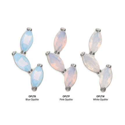 Invictus Titanium Threadless Vine Shape Top with 3-Tier Full Opalite Marquise