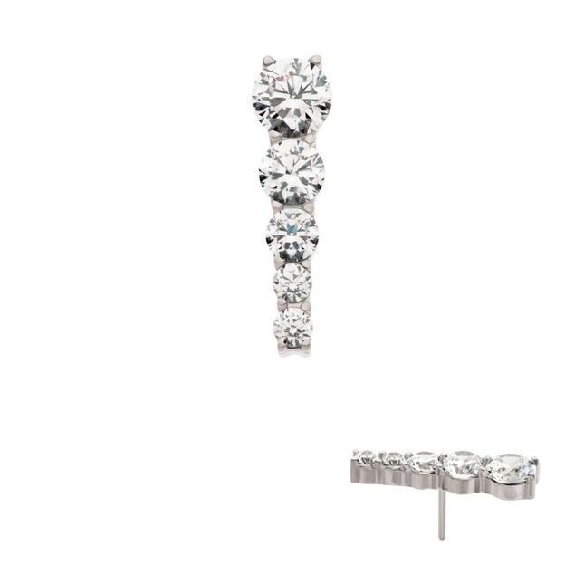 Invictus Titanium Threadless Cascading Prong Set Round CZ Gem 5-Cluster Top