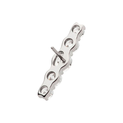 Invictus Titanium Threadless 5-Cluster Prong Set Round CZ Gem Bar Top