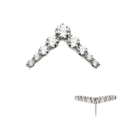 Invictus Titanium Threadless 9-Cluster Prong Set Round CZ Chevron Shape Top