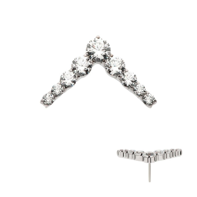 Invictus Titanium Threadless 9-Cluster Prong Set Round CZ Chevron Shape Top