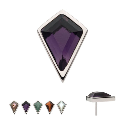 Invictus Titanium Threadless Bezel Set Kite Shape Stone Top