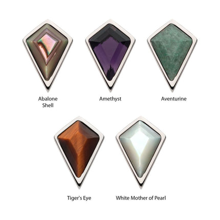 Invictus Titanium Threadless Bezel Set Kite Shape Stone Top