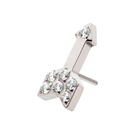 Invictus Titanium Threadless Pave Set Round CZ Gem Arrow Top