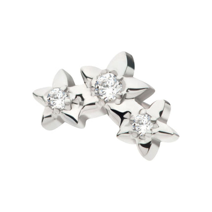 Invictus Titanium Threadless Prong Set Round CZ Gem 3-Cluster Star Top