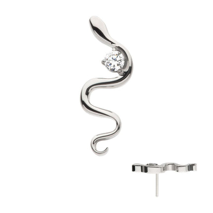 Invictus Titanium Threadless with 1.8mm Prong Set Round CZ Gem Snake Top