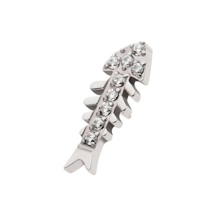 Invictus Titanium Threadless Pave Set Round CZ Gem Fishbone Top