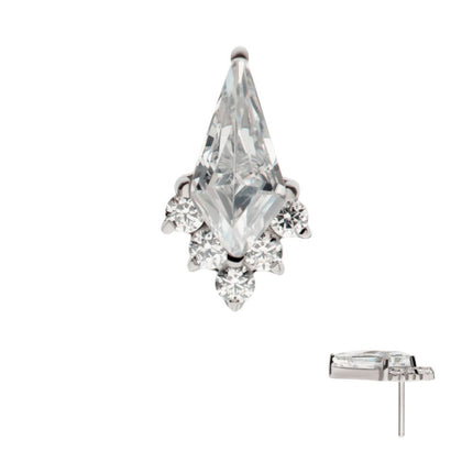 Invictus Titanium Threadless Kite Shape with 5-Cluster Round CZ Gem Top
