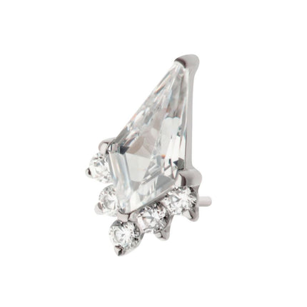 Invictus Titanium Threadless Kite Shape with 5-Cluster Round CZ Gem Top