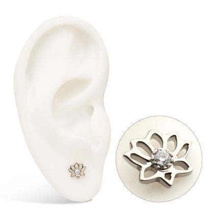 Invictus Titanium Threadless Vortex Spiral Top with Bezel Set Gem