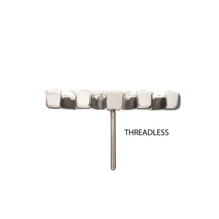 Invictus Titanium Threadless 5 Baguette Gem Curved Bar Top