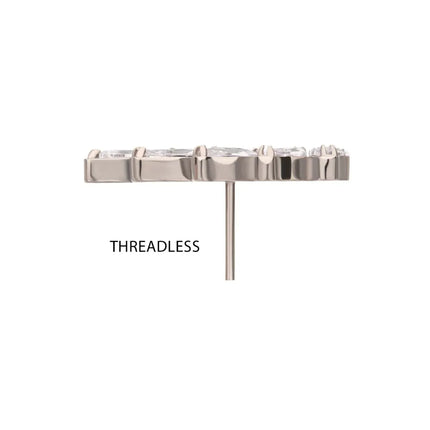 Invictus Titanium Threadless 5 Marquise Staggered Cluster Prong Gem Top
