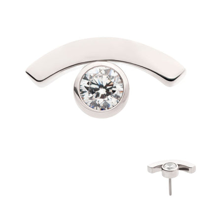 Invictus Titanium Threadless with Bezel Set CZ in a Curve Line Top