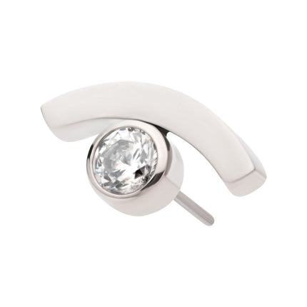 Invictus Titanium Threadless with Bezel Set CZ in a Curve Line Top