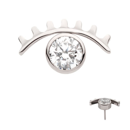 Invictus Titanium Threadless with Bezel Set CZ Cut Out Evil Eye Top