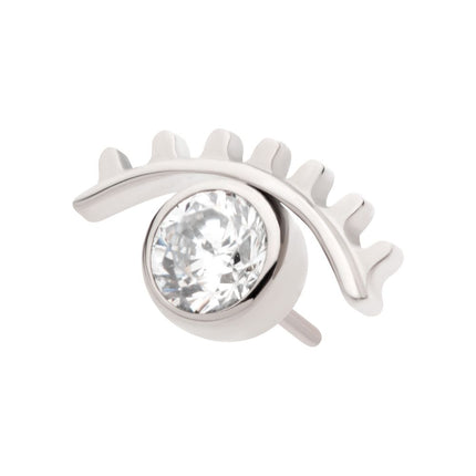 Invictus Titanium Threadless with Bezel Set CZ Cut Out Evil Eye Top