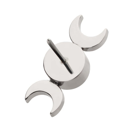 Invictus Titanium Threadless Triple Moon Phase Top with Center Bezel Set Clear CZ