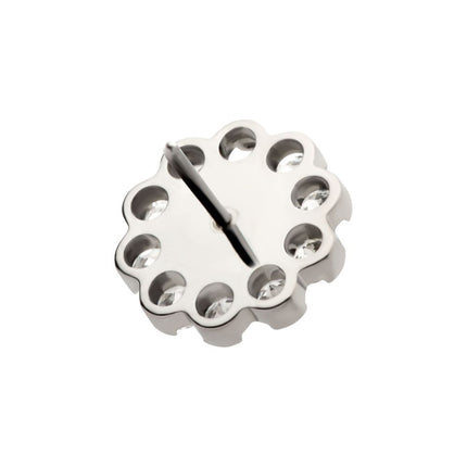 Invictus Titanium Threadless Flower Top with 11 Clear CZ