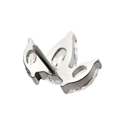Invictus Titanium Threadless 3 Cluster Top with Prong Set Teardrop & Marquise CZ