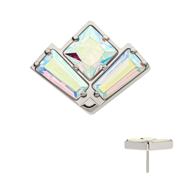 Invictus Titanium Threadless Baguette & Princess Gem Fan Shape Top