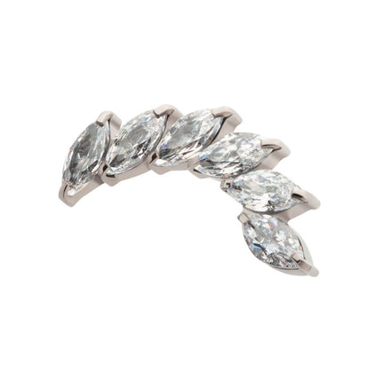 Invictus Titanium Threadless Prong Set Marquise CZ Staggered 6-Cluster Top