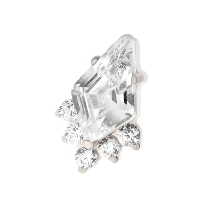 Invictus Titanium Threadless Prong Set Kite Shape CZ Top with 5-Cluster Round CZ