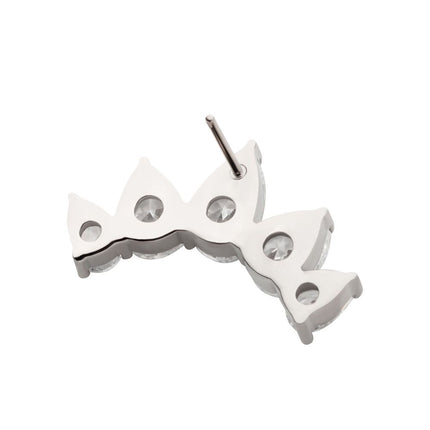 Invictus Titanium Threadless Prong Set Teardrop CZ 5-Cluster Fan Shape Top