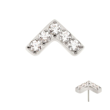 Invictus Titanium Threadless Prong Set  5 Round CZ Chevron Shape Top