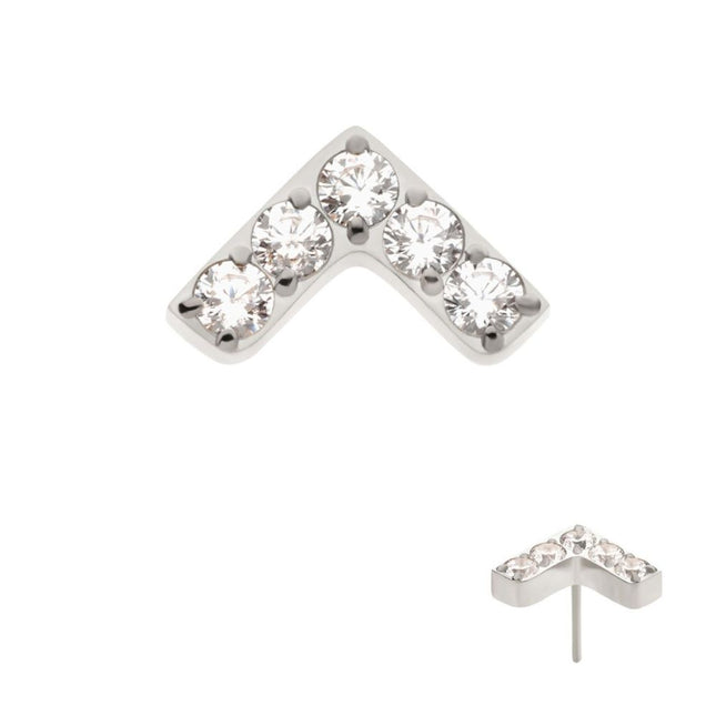 Invictus Titanium Threadless Prong Set  5 Round CZ Chevron Shape Top