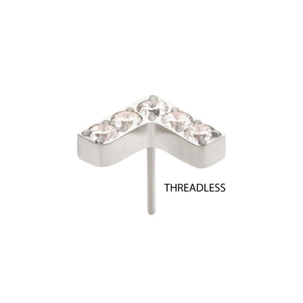 Invictus Titanium Threadless Prong Set  5 Round CZ Chevron Shape Top
