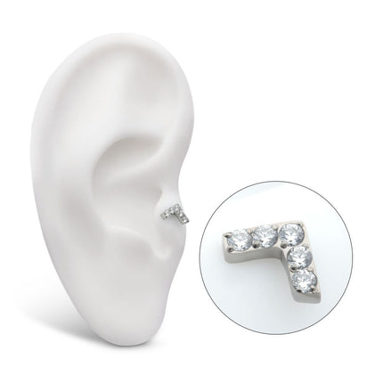 Invictus Titanium Threadless Prong Set  5 Round CZ Chevron Shape Top