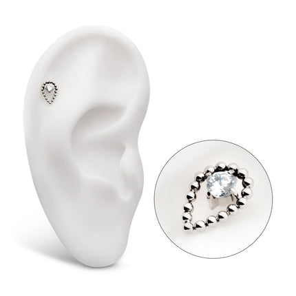 Invictus Titanium Threadless Hollow Teardrop Shape Beads with Prong Set CZ Top