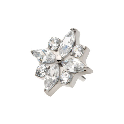 Invictus Titanium Threadless with 4 Marquise & 4 Round CZ Flower Shape Top