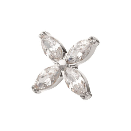 Invictus Titanium Threadless 4-Marquise Flower Gem Top