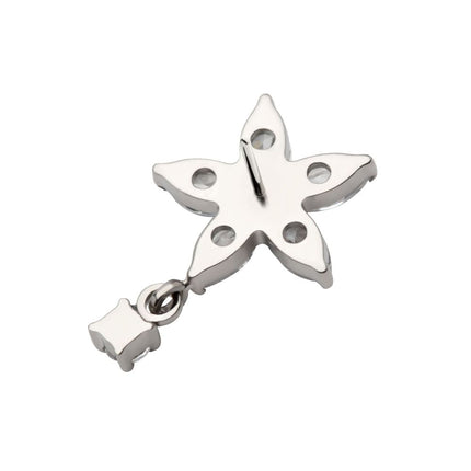 Invictus Titanium Threadless 5 Marquise CZ Flower Shape Top with Dangle Prong Set Round CZ