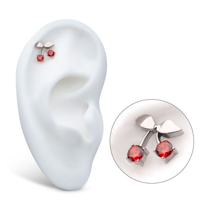 Invictus Titanium Threadless Prong Set Garnet Gem Cherry Top