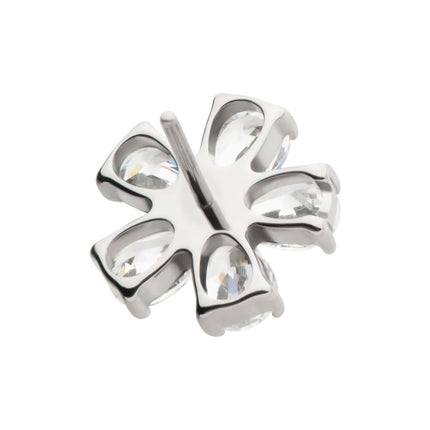 Invictus Titanium Threadless Prong Set CZ Gem 5-Petal Flower Top