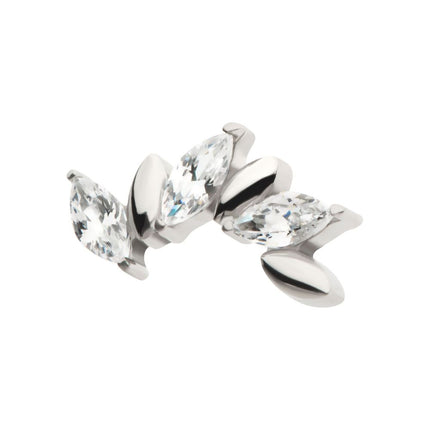 Invictus Titanium Threadless Oscillating Marquise CZ Gem 6-Cluster Top